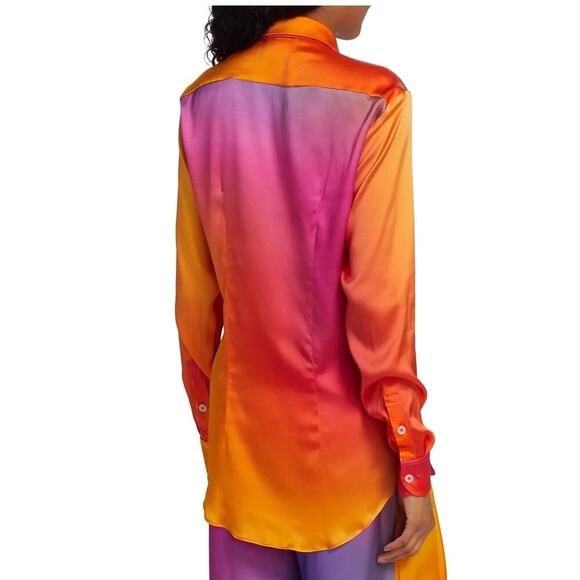 BRUCE GLENN PRISM SUNRISE SILK BUTTON UP SHIRT WOMENS XS NEW - Picture 12 of 12